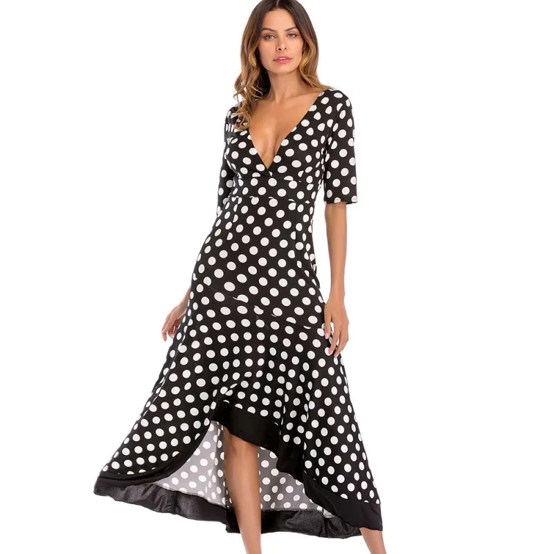 Polka Dot White Backless Dress