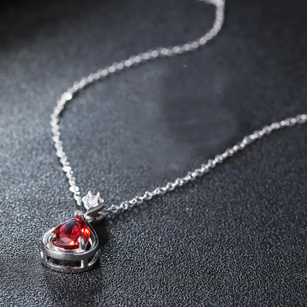 fashionable 925 sterling silver statement necklaces for women jewelry natural red stone pendants vintage crystal accessories DN5 (3)
