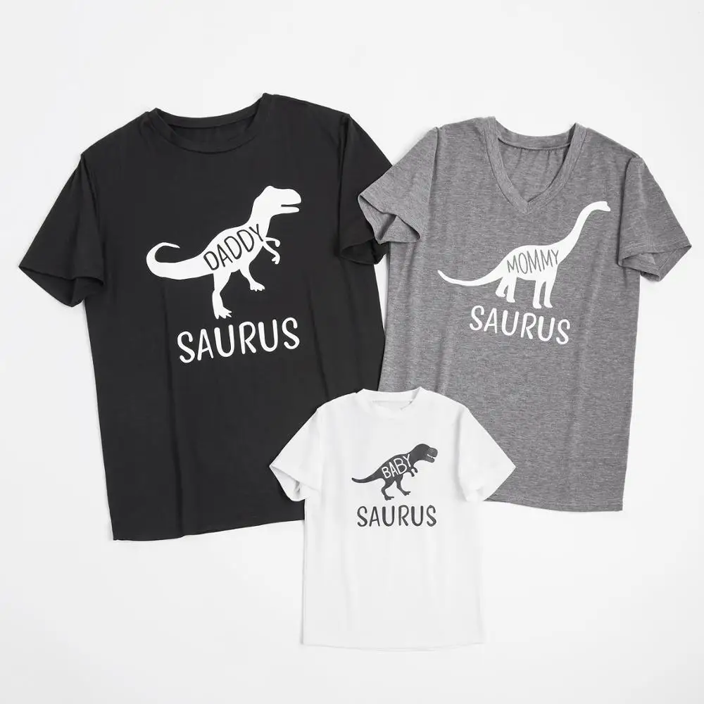 

Family Matching Clothes 2019 Summer Classic Dinosaur Print Matching T-shirts dad and Mommy and me clothes Dad and me clothes