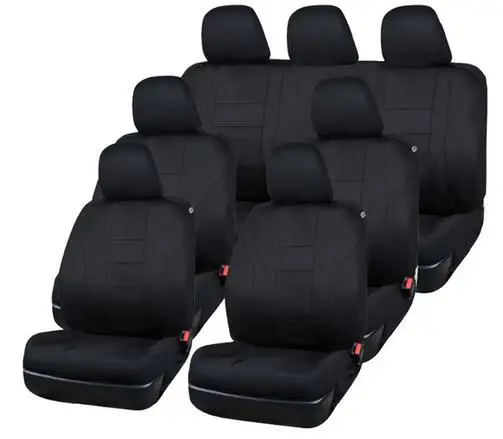 Универсальный автомобильный чехол для сидений автомобиля, тканевые Чехлы для автомобилей, подходят для ford focus 2, peugeot 206, kia rio, 3, VAZ 2114, lada - Название цвета: 7 Seat Cover Black