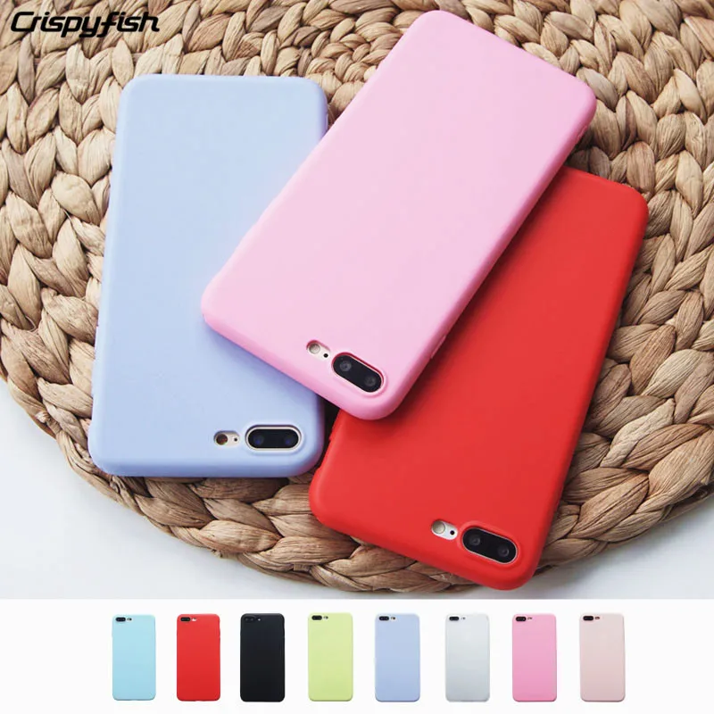 

Crispyfish Macaron Color TPU Silicone Frosted Matte Case For iPhone 7 7 Plus X Soft Back Cover For iPhone 6 6S 5 5S SE 8 Plus X