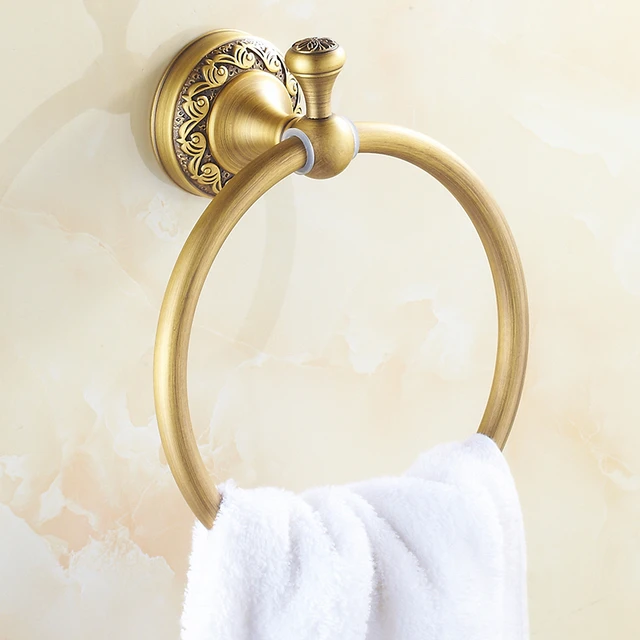 2 Style Vintage brass towel rack ring wall mounted, Gold plated towel ring  holder brushed, Copper antique towel ring bathroom - AliExpress