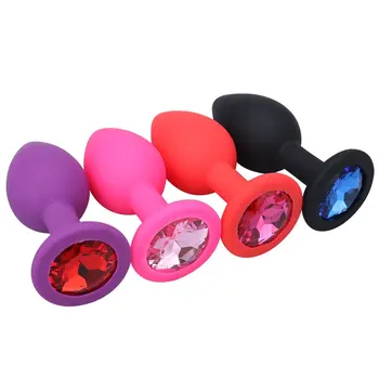 RunYu Silicone Smooth Anal Plug Intimate Goods For Couples Butt Plug With Crystal No Vibrator Sex Toys For Adults Cork Anal Toys small medium large silicone butt plug with crystal jewelry smooth touch anal plug no vibration anal sex toys for woman men gay