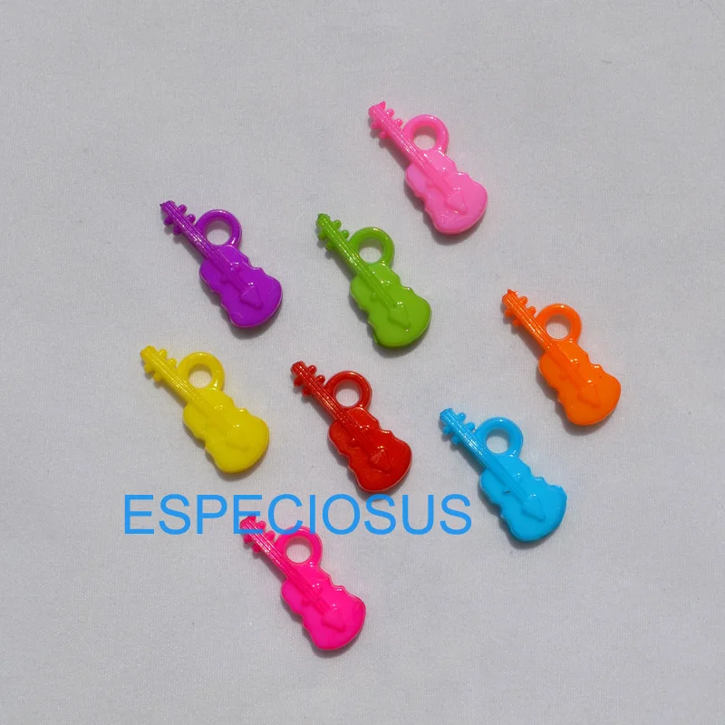 

50pcs DIY Cute Jewelry Making Accessories Cartoon Violin Acrylic Beads Mix Color Children Handcraft Department Plastic Pendant