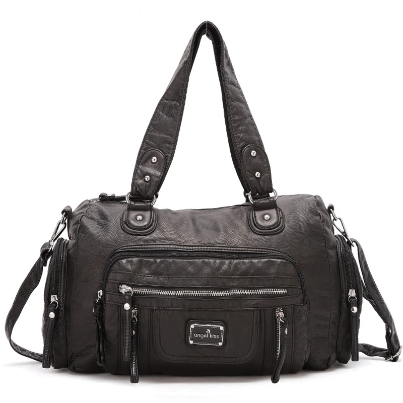 

New Designers Women Best Quality Soft PU Washed Leather Durable Hobo Bags Female Large Shoulder Bag Ladies Casual Handbag