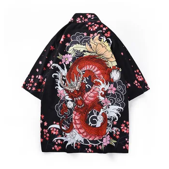 

Chinese Dragon Robes Printing Kimono Traditional Japanese Men Women Shirt Thin Section Cardigan Japanese Yukata Asian Clothes