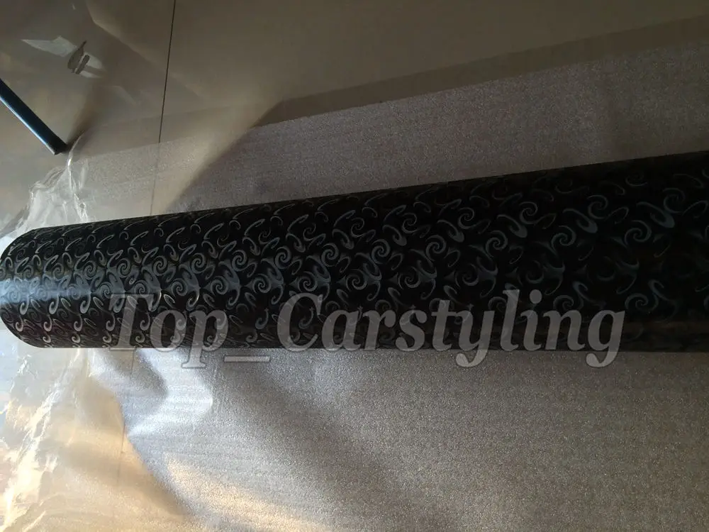 3D  embossed black wrap luxury unique car wrapping film (2)
