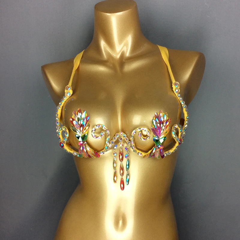 Samba Carnival Bra Rainbow Royal blue Stone Belly dancing WIRE BRA BB004