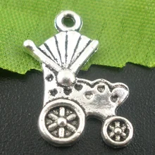 Милая коробка Doreen, 50 шт., античные серебряные подвески для детской коляски и багги, 19x12 мм(B03871