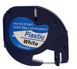 10PK/lot Высокое качество Dymo letratag пластиковые ленты 12 мм черный на белом LT 91201 для Dymo LT Принтер Бесплатная Доставка