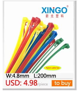 Нейлоновые кабельные стяжки 500 шт./упак. 4*200 4x200 Высококачественная ширина 2,8 мм красный цвет самоблокирующийся пластик, стяжка для провода