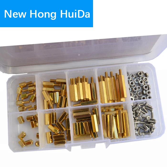 M2.5 Hex Brass Male Female Threaded PCB Motherboard Standoff Pillar Hexagonal Spacer Bolt Screw Nut Assortmen Kit 160Pcs