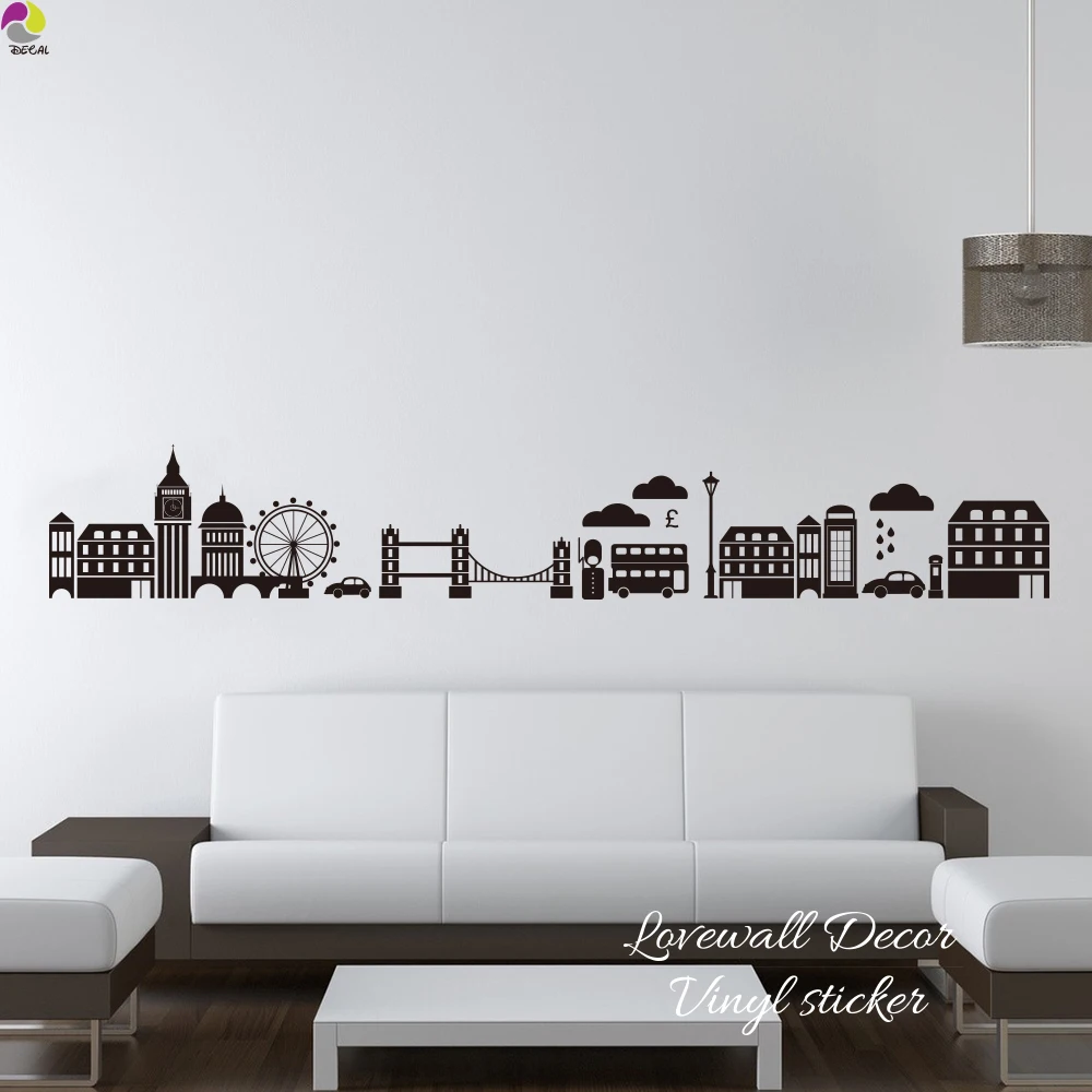 London Skyline Wall Sticker Living Room Sofa London Landmark Wall Decal London Dorm Decor Cityscape  Modern Nursery Decor Vinyl