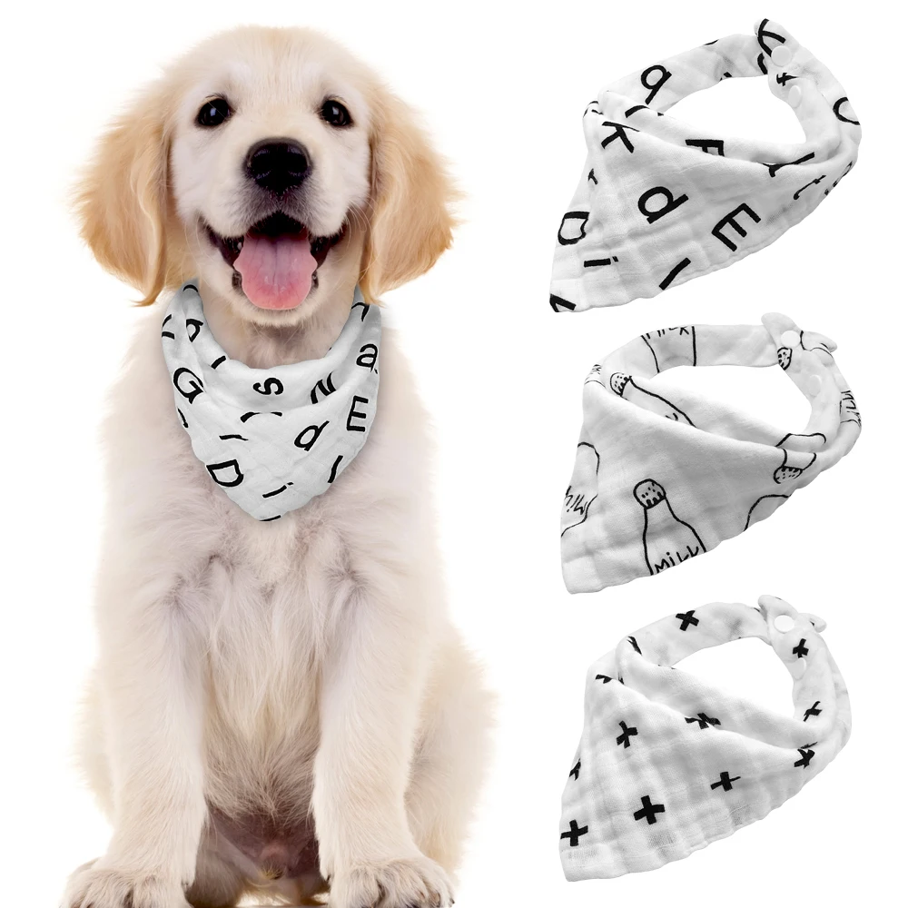 

3pcs/lot Cotton Puppy Dog Bandana Collar Pet Cat Scarfs Accessories Small Medium Dogs Cats Grooming Bandanas Chihuahua Yorkshire