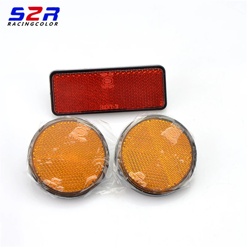 

Red Tail Rear Rectangle Reflector Reflective Plate Truck Trailer RV ATV Quad Universal Motorcycle Dirt Bike Scooter Round Orange