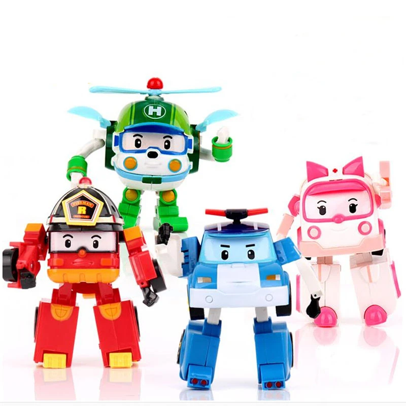 4 unids/set Corea clásicos robot Transformación Juguetes Juguetes de plástico Mejor Gif Para Los Niños el envío libre # E