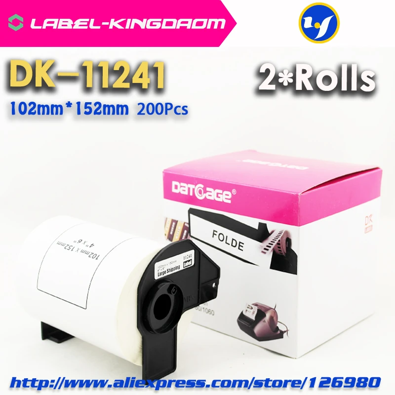 2 Rolls Generic DK-11241 Label 102*152mm 200Pcs Compatible for Brother Label Printer QL-1050/1060N All Come With Plastic Holder