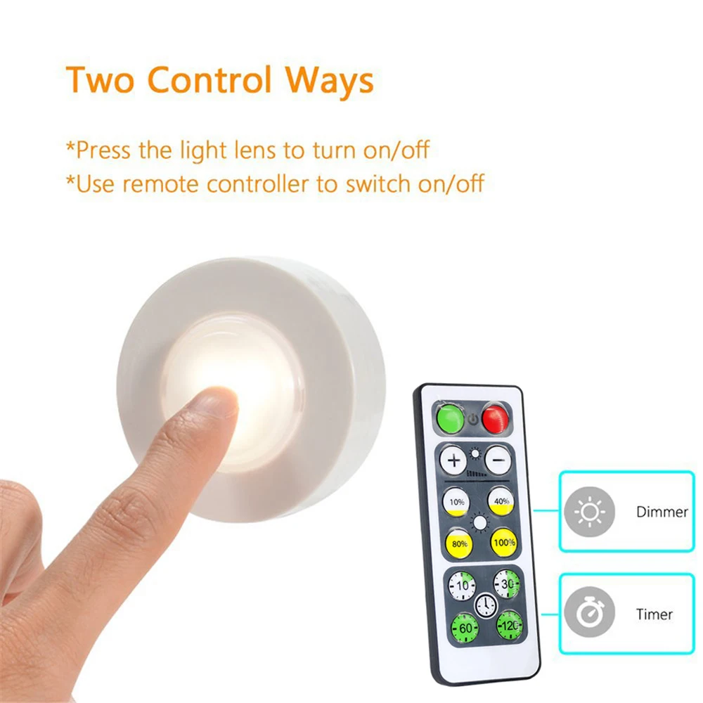 Mini led under cabinet light AAA battery powered Home night lamp with Remote Wireless lighting for  - 32958980318