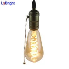 Уникальный ретро Спираль накаливания ST64 Обёрточная бумага Провода 4 Вт затемнения светодиодные лампы AC 220 В edison Глобусы лампы для домашний бар магазин E27 свет