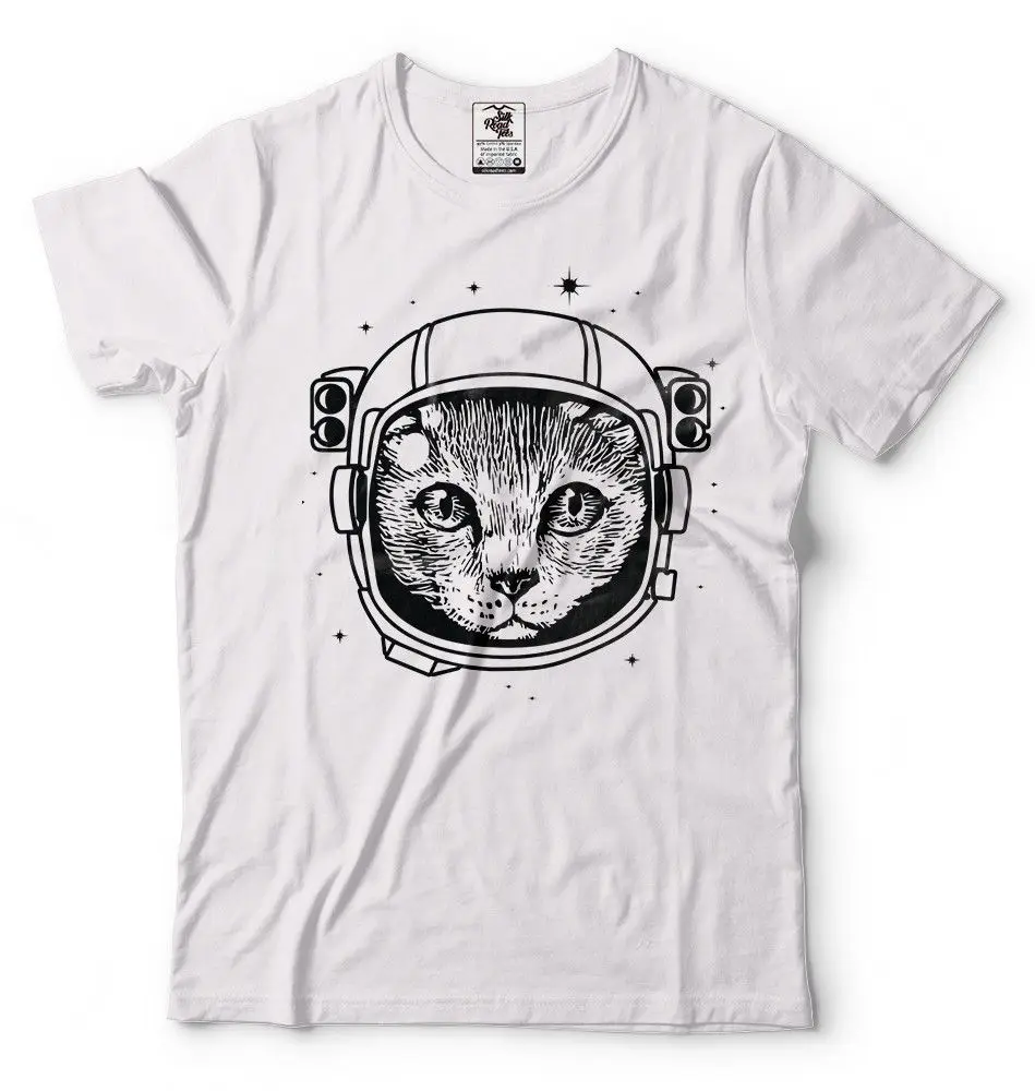 T shirt Kucing Astronot Helm Unisex 