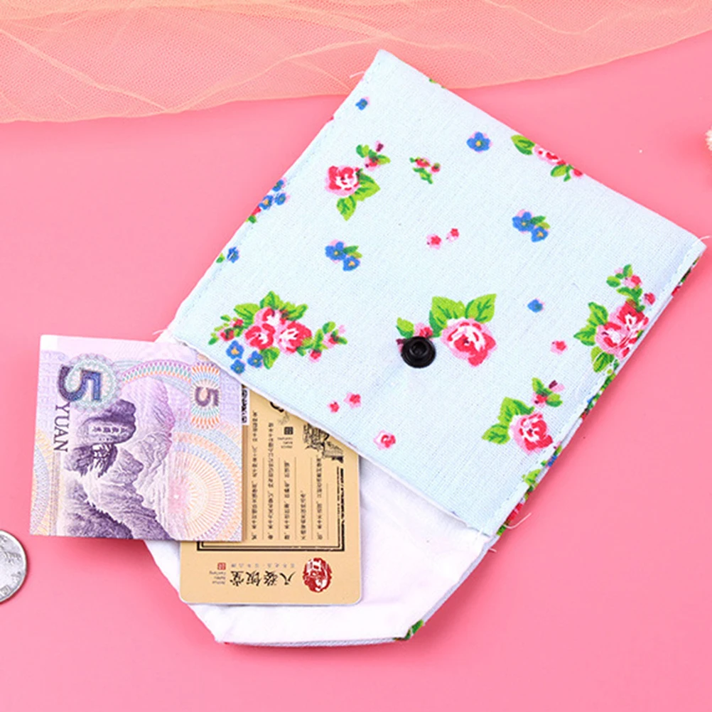 KuZHEN 1Pc Mini Cotton Purse Case Flower Print Sanitary Towel Bag