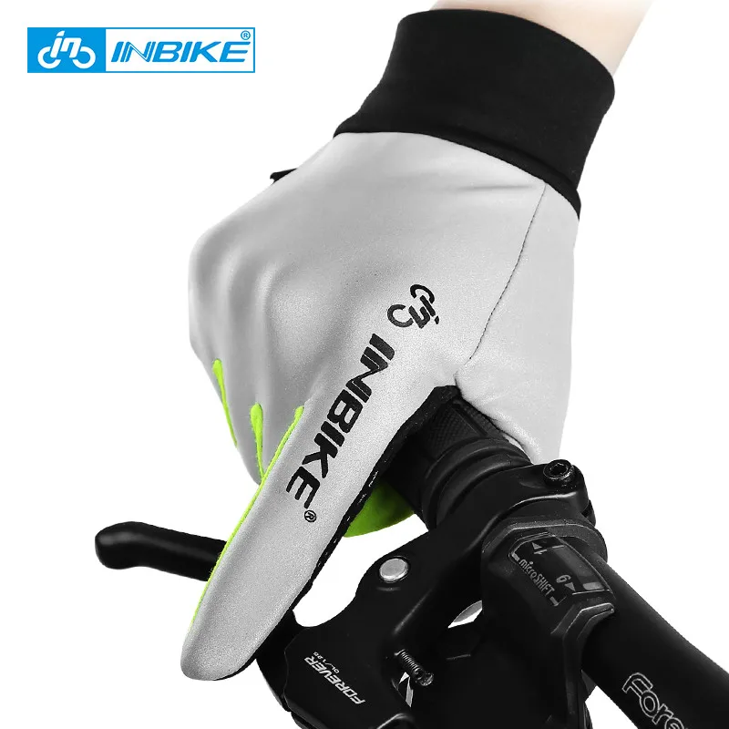 INBIKE Cycling font b Gloves b font Men Full Finger Reflective Bike font b Gloves b