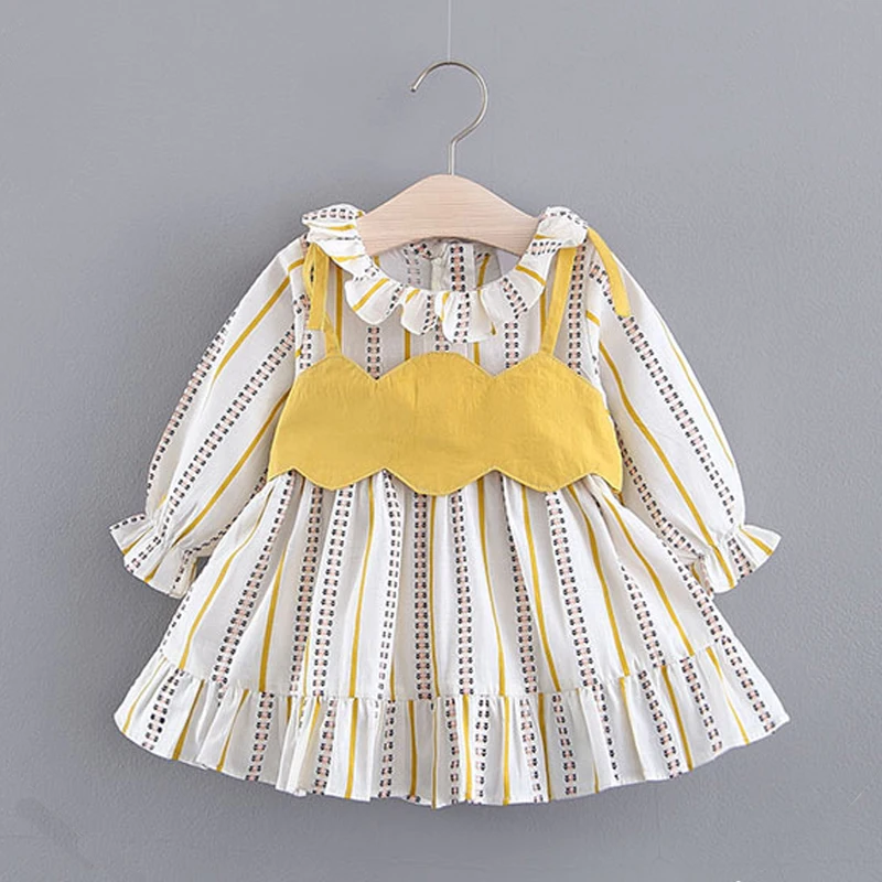 Baby Girl Clothes Spring 2019 New Striped Long Sleeve Vest And Dress Baby Dress Baby Clothes Baby Girl Dress						