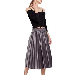 SAGACE юбка модная женская летняя пляжная юбка с высокой талией Вельветовая сугубо эластичная юбка средней длины однотонная длинная