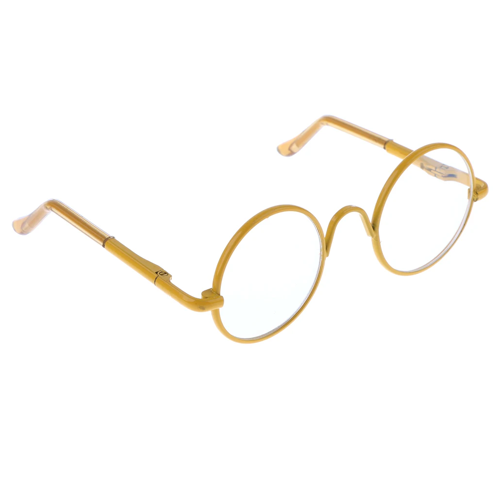 12'' Dolls 1/6 Pair Round Frame Clear Lens Glasses Eye wear For Blythe Doll Round Frame Eye Glasses Accessories Fashion