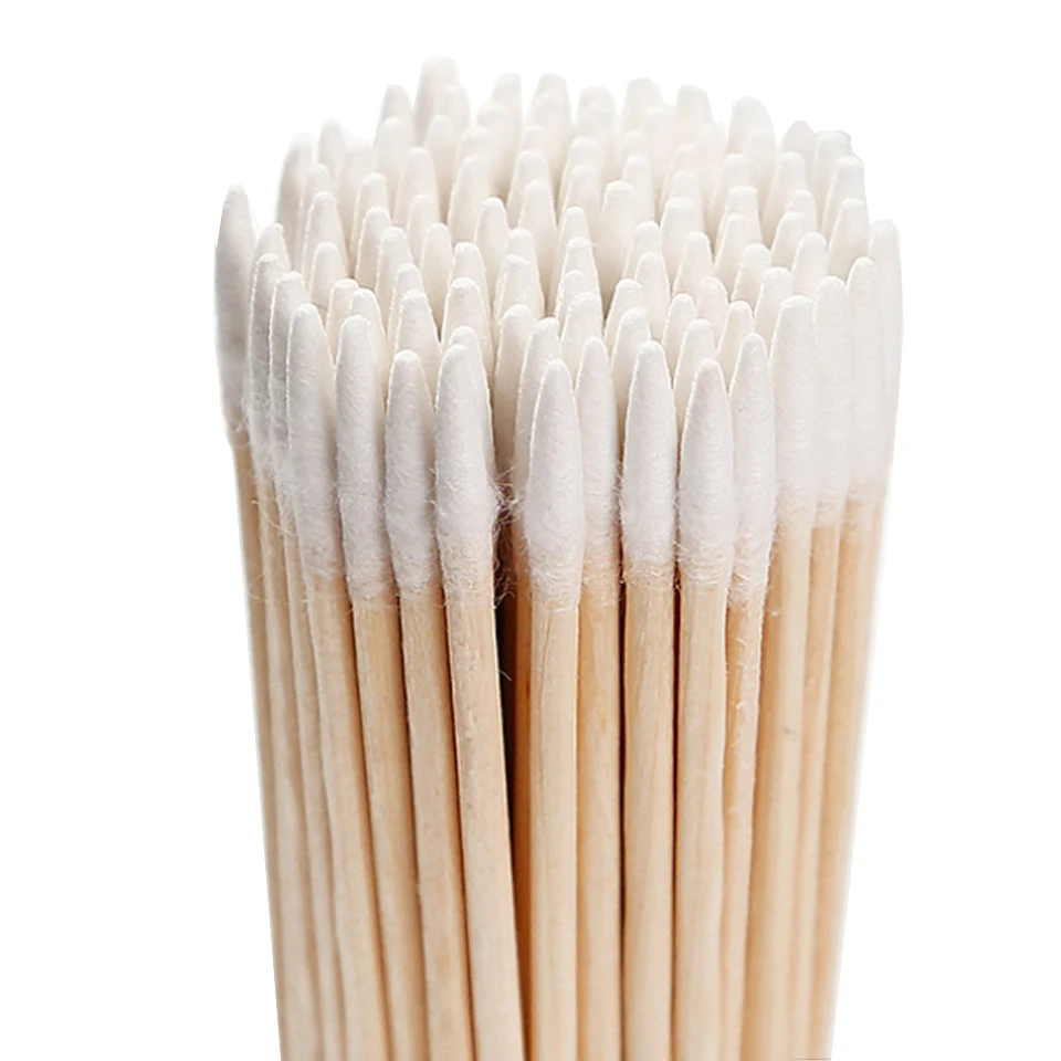 High Quality 1 Bag 100pcs Wooden Cotton Stick Swabs Buds For Cleaning The Ears Eyebrow Lips Eyeline Tattoo Makeup Cosmetics 3