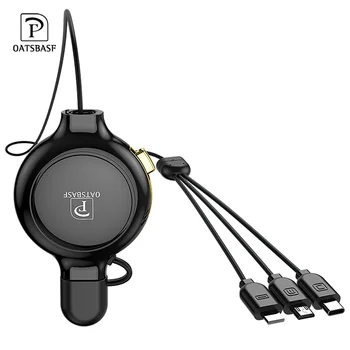 

Oatsbasf 3 In 1 Micro Usb Type C Retractable Cable For IPhone 7 8 X XS USB Charging Charger Cable for redmi note 7 huawei p20