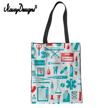 Бесшумная Дизайнерская Женская холщовая хозяйственная сумка с рисунком медсестры, Сумка с принтом бордюра, Женская Портативная сумка на плечо