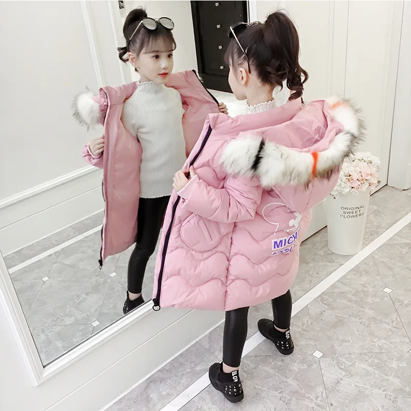 

Girls Coats Autumn Winter Outerwear Large Children's Thick Hand Padded Coat 5-10 Years