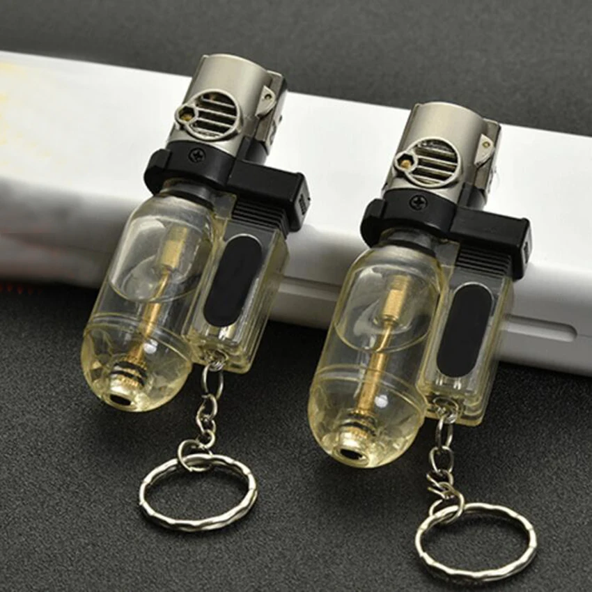 

Windproof Gas Lighter Flat Thin Shape Cigar Torch Lighters Inflated Key Chain Cigarette Accessories Outdoor Tools