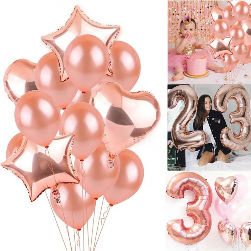 15 шт Звезда розового золота сердце фольгированные воздушные шары Свадебные украшения гелий 32 ''воздушный шар с днем рождения Декор Дети душ