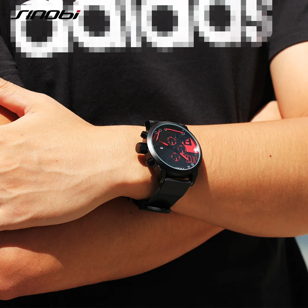 Мужские кварцевые часы Sinobi Racing спортивные многофункциональные с хронографом из
