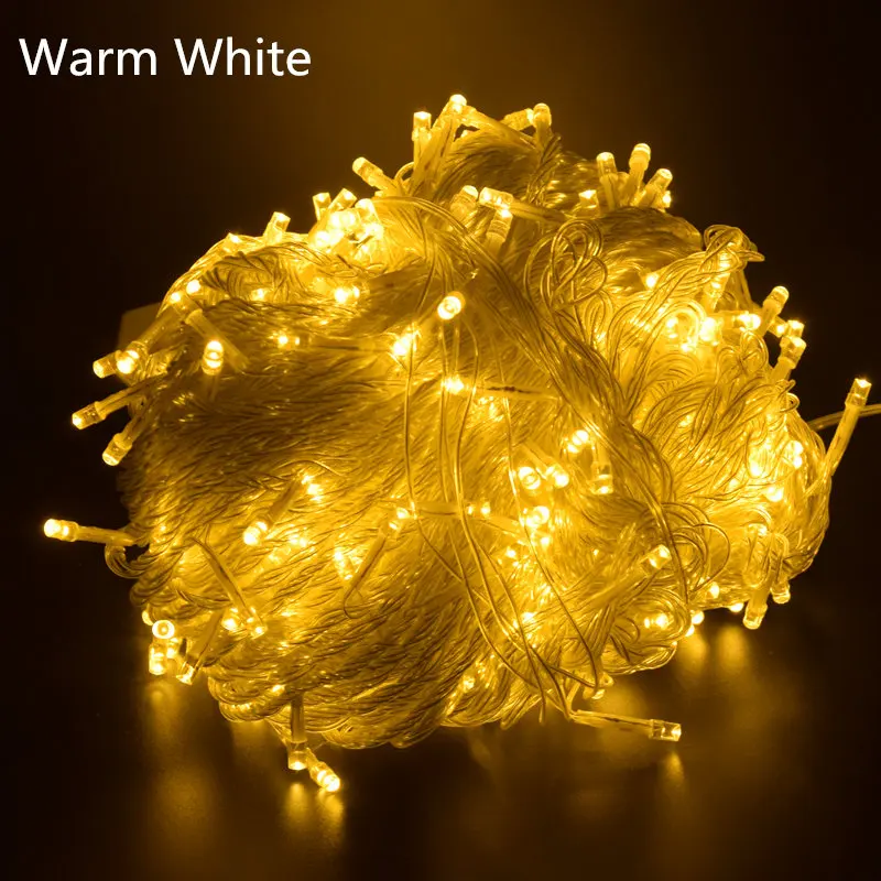 Праздничные светодиодные Рождественские огни для улицы 100 м, 50 м, 30 м, 20 м, 10 м, светодиодные гирлянды для украшения, вечерние, праздничные, Свадебные гирлянды - Испускаемый цвет: Warm White