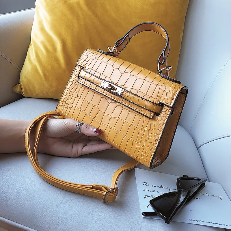 

Trend Stone Pattern Bag 2018 New Korean Fashion Small Square Shoulder Bag Across Wild Ladies Crocodile Drop shippingF81