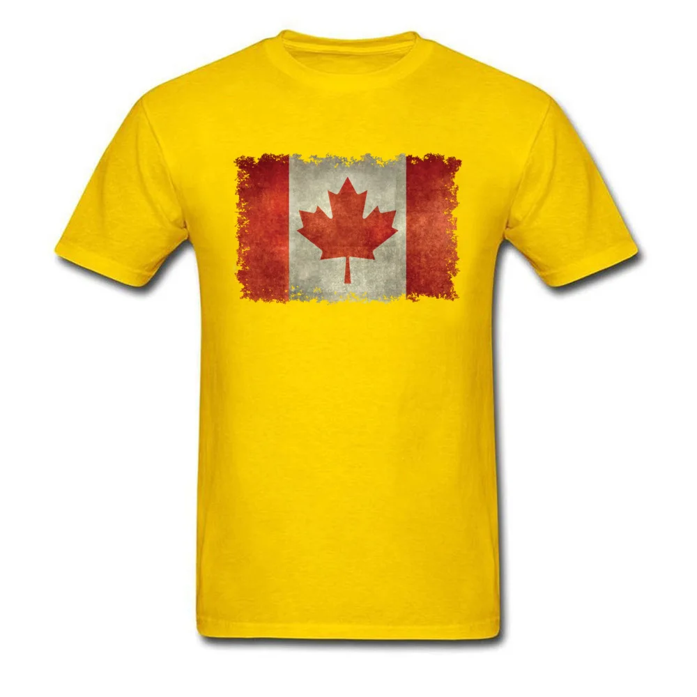 Vintage Flag Of Canada Cotton Tops & Tees for Men Printed T Shirts Crazy 2018 Hot Sale O Neck Clothing Shirt Short Sleeve Vintage Flag Of Canada yellow