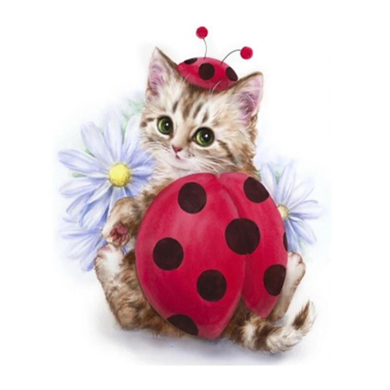 cute Ladybug cat Diamond Mazayka DIY 5D Diamond Painting Embroidery Rhinestone 3D Diamond Mosaic picture for sale new 2