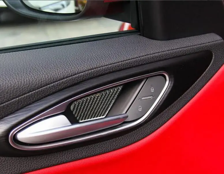 

For Alfa Romeo Giulia Stelvio 2017 Real Carbon Fiber 4PCS Car Door Interior Handle Cover Door Bowl Decorations Car-styling