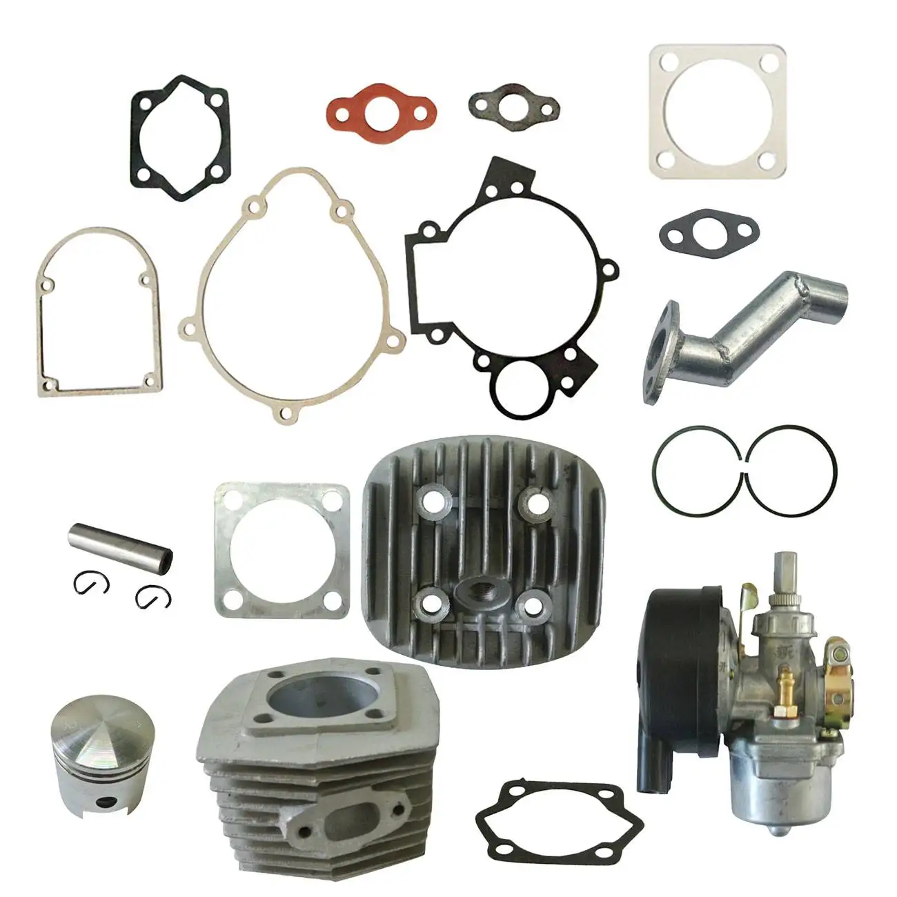 

Cylinder Head&Gasket Kit&Carburetor Cylinder Fits 66/80cc 2 Stroke Engine Motorized Bicycle Piston Ring Pin Intake Manifold