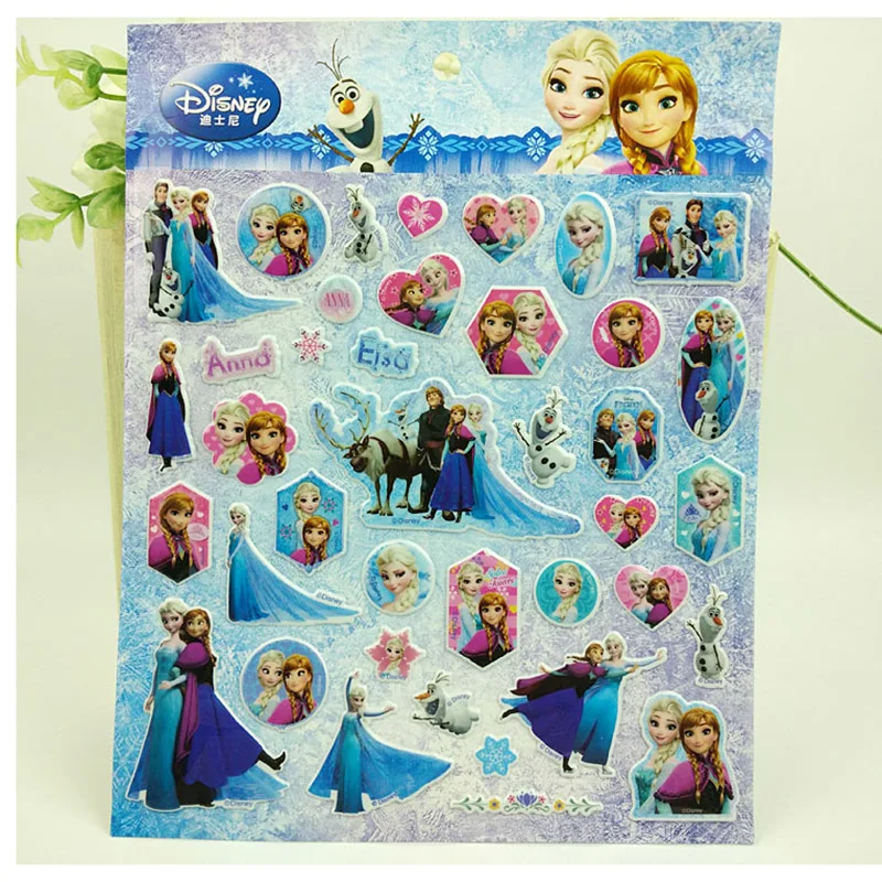 4 pcs/set frozen elsa and Anna Sticker 3D Cartoon Princess Sophia cars Classic Toys for kids gift