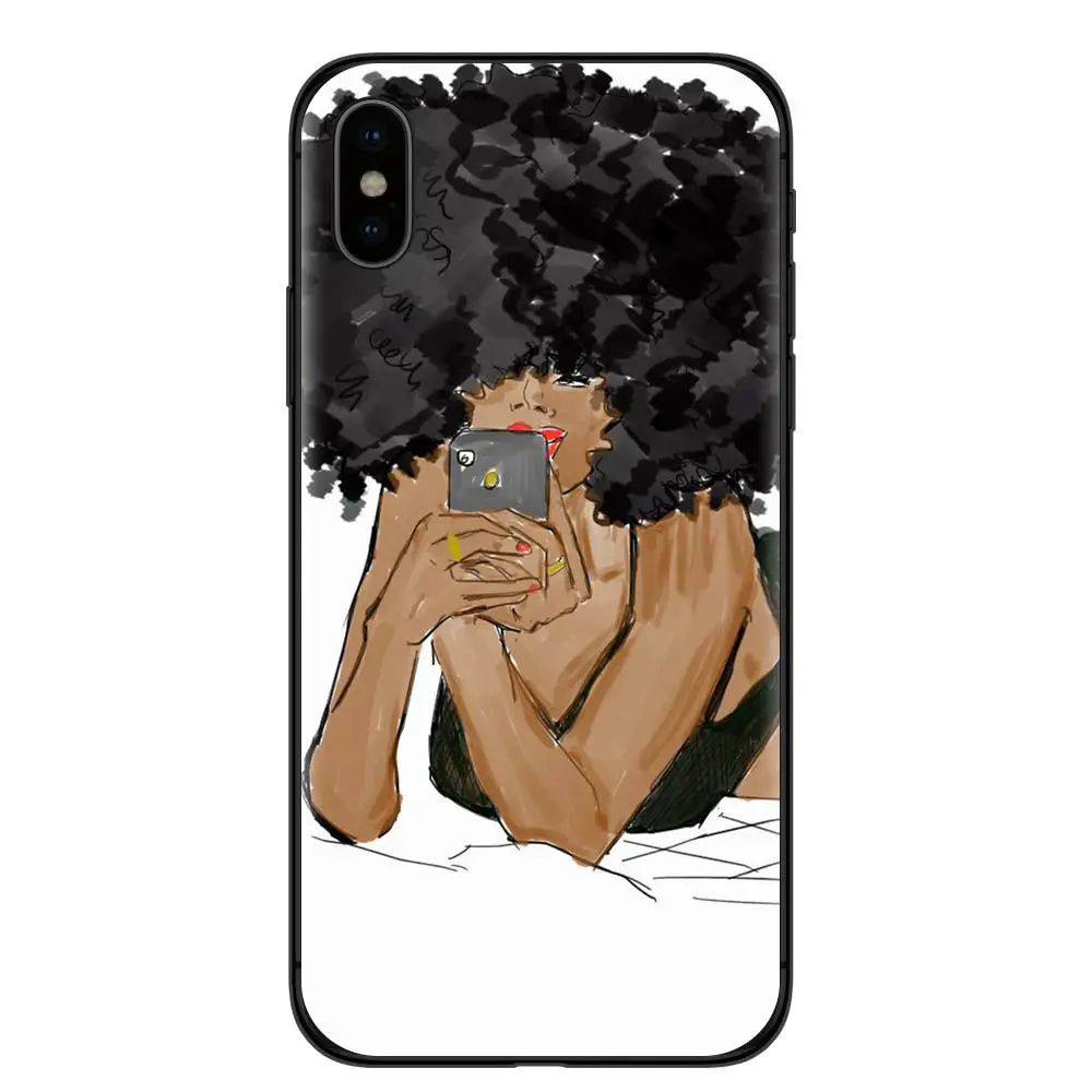 Colorful Afro Girls Phone Case Soft Silicone Black TPU Cover For Apple iPhone X 8 8Plus 7 7Plus 6 6S Plus 5 5S SE Coque Capa