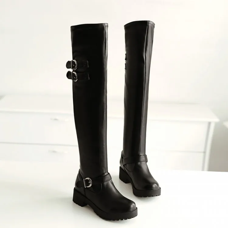 Lanyuxuan новые зимние ботинки на толстом каблуке размер 34-43 Сапоги выше колена высокие сапоги с круглым носком Водонепроницаемый Мех теплая обувь на платформе женские 5915