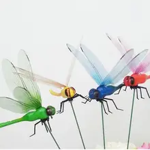 Скидка 50%, 10 шт 12 см, имитация стрекозы микс красочные, Бабочка Стрекоза ремесла газон сад цветок Плунжер украшения