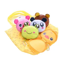 Мультяшная Складная многоразовая хозяйственная сумка, многоразовая эко-сумка, милые животные, портативные складные сумки, дамские детские карманные сумки для хранения