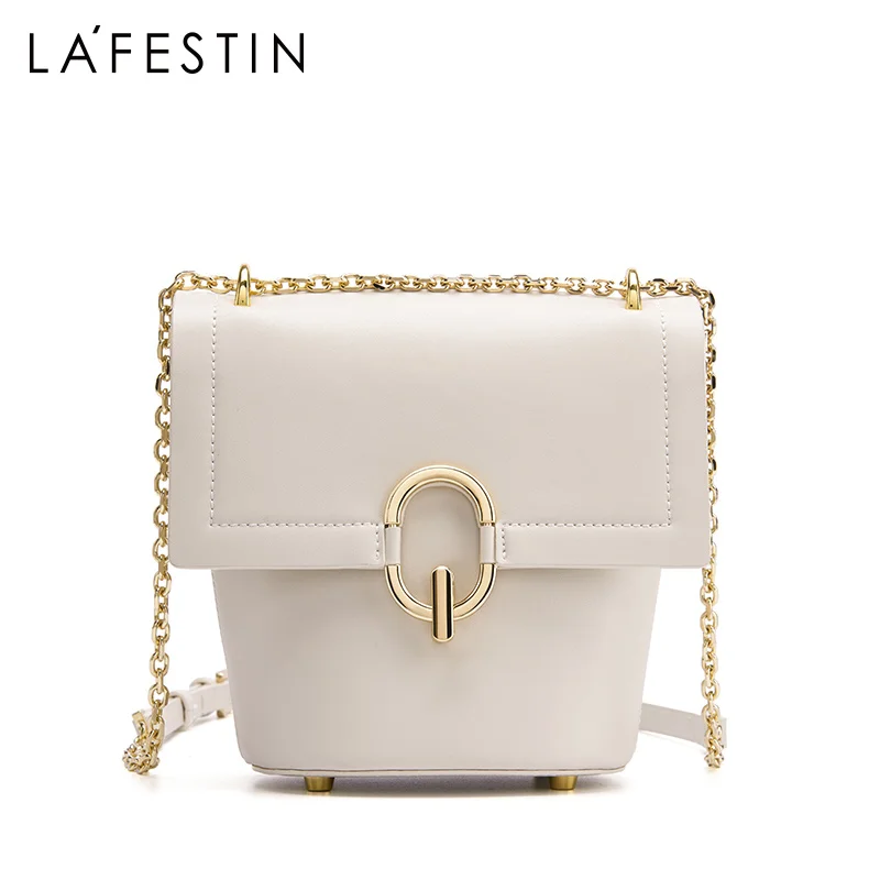 لا FESTIN دلو حقائب للنساء 2019 جديد سلسلة حقيبة كتف Crossbody أكياس الكلاسيكية دلو حقيبة مع فريد البيضاوي قفل تصميم