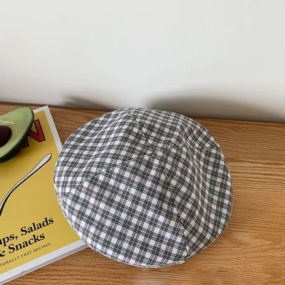 Шляпа Женская японская Ретро клетчатая берет Летний Тонкий секционный дышащий живописец шляпа дикая мягкая сестра Милая восьмиугольная кепка - Цвет: white