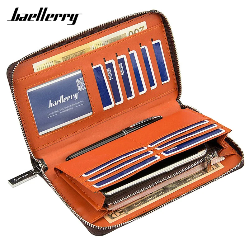 Baellerry Brand Designer Wristband Wallets Men Vintage Large Capacity Male Purse Card Holder Long Clutch Man Wallet High Quality Baellerry Brand Designer Wristband Wallets Men Vintage Large Capacity Male Purse Card Holder Long Clutch Man Wallet High Quality